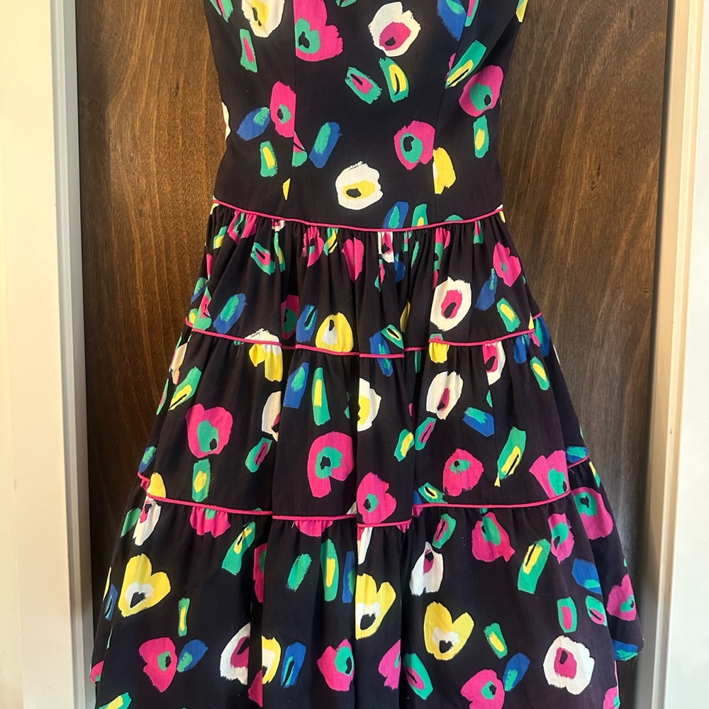 A.J. BARI Dress, Size 6, Strapless, Black with Colorful Details